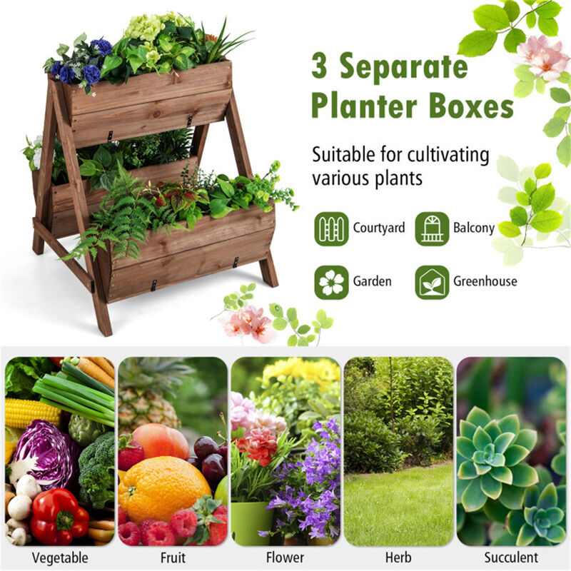 Tall Wooden Garden Bed, Elevated Planter for Small Space Gardening
