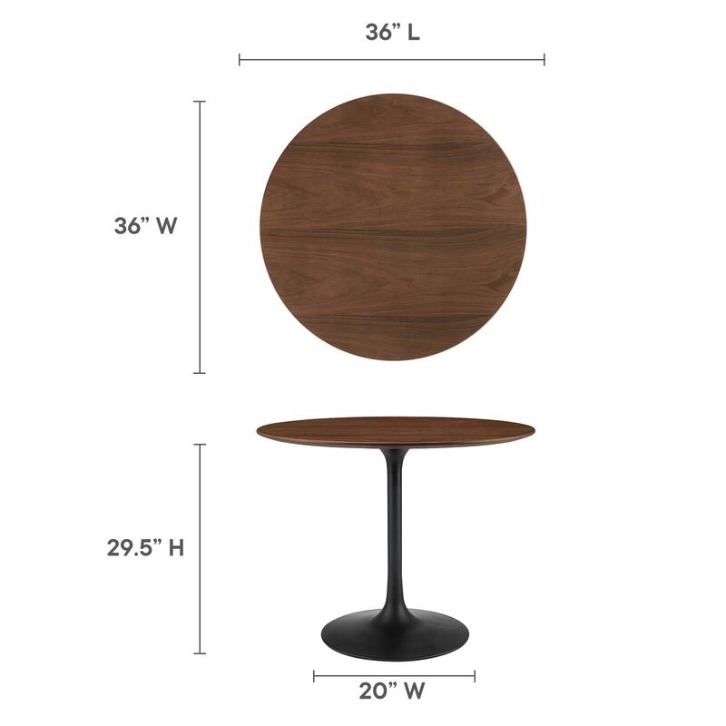 Modway - Lippa 36" Round Wood Grain Dining Table Black Walnut