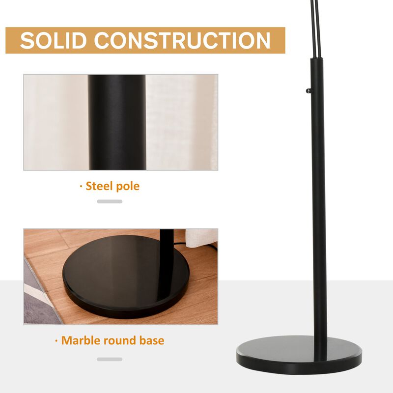 Black/White Modern Light: Arc Floor Lamp with 3 Drum Shades