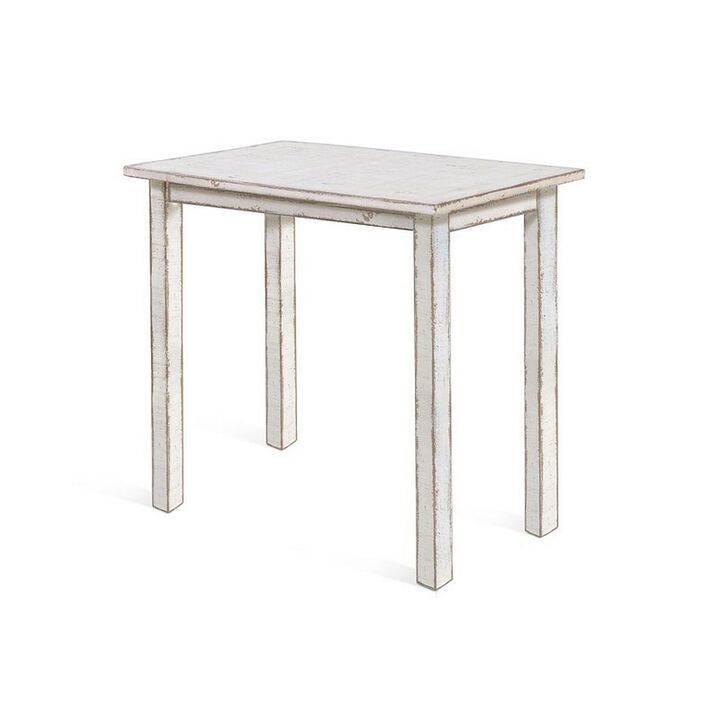 Rena Bar Height Table, 48 Inch Rectangular White Sand Mahogany Wood - Benzara
