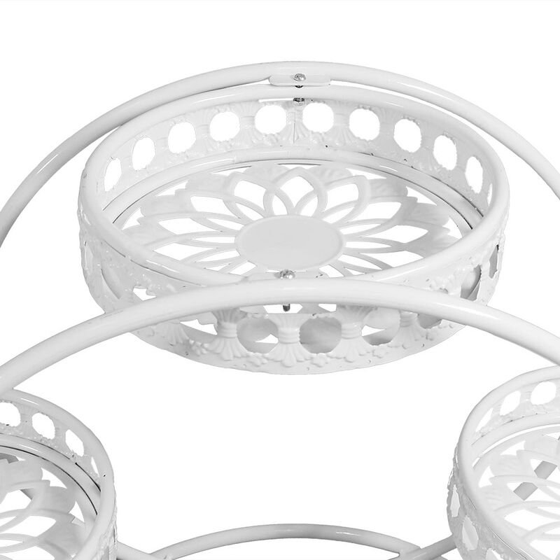 Sunnydaze White 4-Tier Ferris Wheel Indoor and Outdoor Plant Stand - 28 in