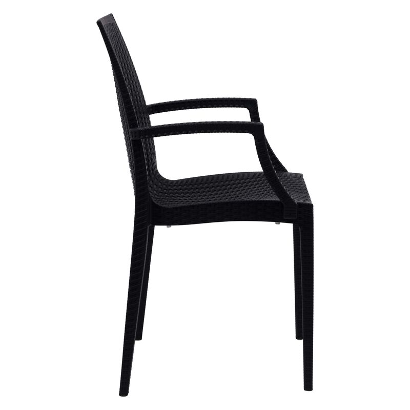 LeisureMod Weave Mace Indoor/Outdoor Chair (With Arms) in Green