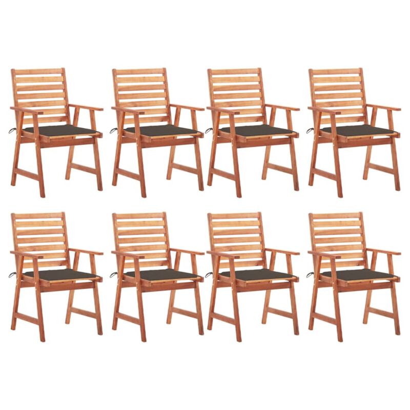 vidaXL Patio Dining Chairs 8 pcs with Cushions Solid Acacia Wood