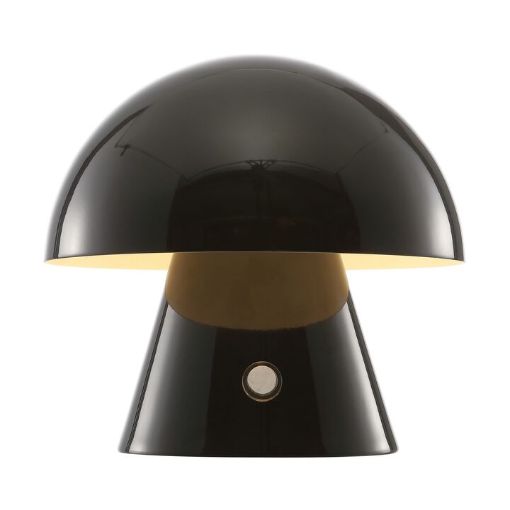 Porcini Contemporary Bohemian Rechargeablecordless Iron Integrated LED Mushroom Table Lamp