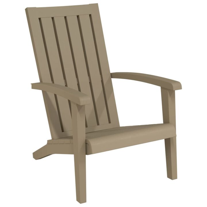 vidaXL Patio Adirondack Chair - Light Brown - Durable Polypropylene Material - UV & Weather-Resistant - Imitation Wood Texture Design - Comfortable Armrests & Backrest