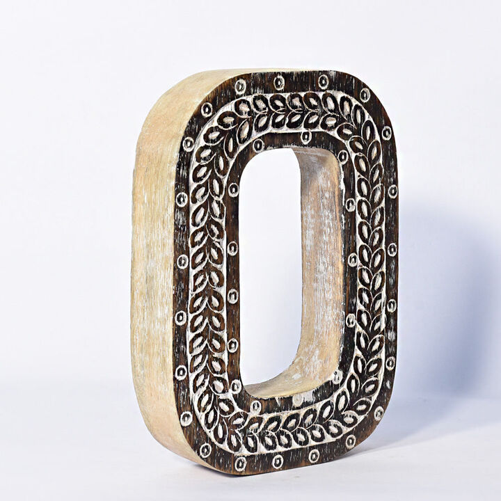 Vintage Natural Handmade Eco-Friendly "O" Alphabet Letter Block For Wall Mount & Table Top Décor