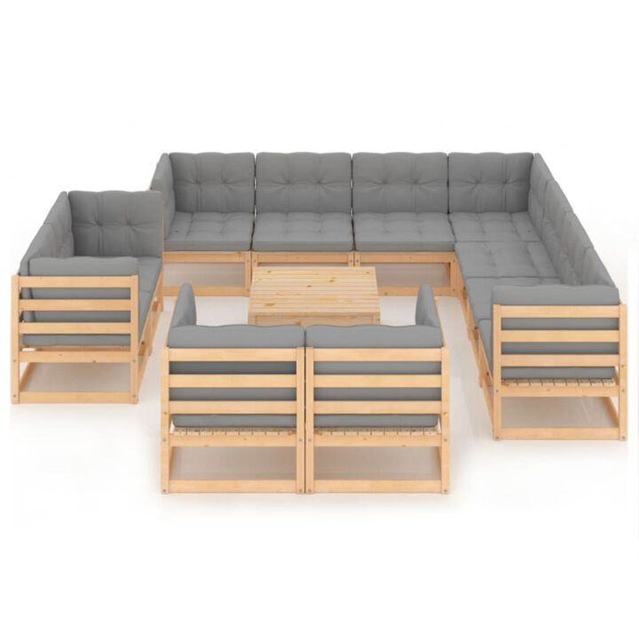 vidaXL 12 Piece Garden Lounge Set with Cushions Solid Pinewood