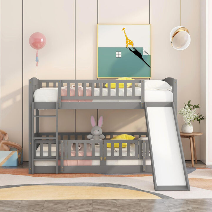 Merax Bunk Bed with Fence and Ladder for Kids Teens