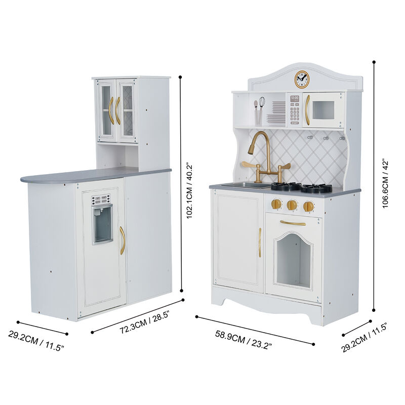 Teamson Kids - Little Chef Upper East Retro Play Kitchen - White / Gold
