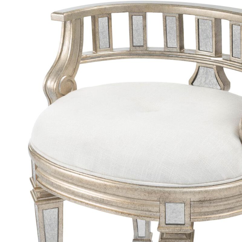 Butler Specialty Company Rebecca Mirrored 21W Vanity Stool, Silver
