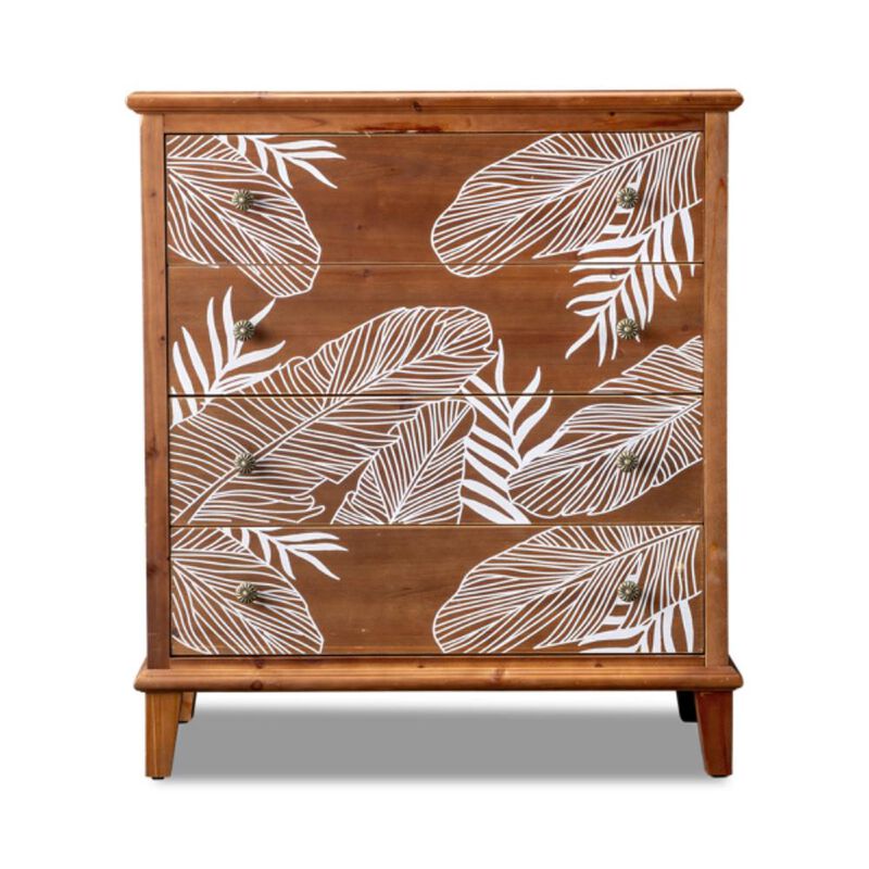Bohemian 4-Drawer Chest, Stylish Storage Dresser for Bedroom & Living Room