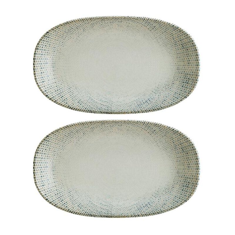 Sway 7.5" x 4.25" x h:1" Oval Decorated Porcelain Platter (Set of 2)