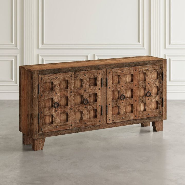 Jofran Colton 71 Reclaimed Solid Wood Four Door Accent Storage Cabinet Sideboard