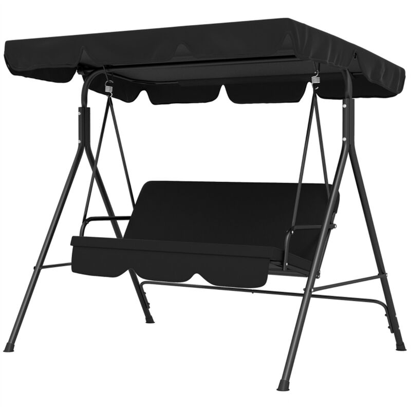 3-Person Hanging Porch Swing, Sturdy Metal Frame Patio Swing for Relaxing Outdoors