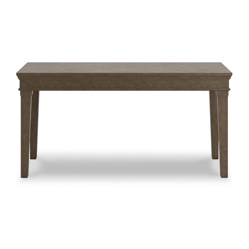 63 Inch Home Office Desk, Acacia Wood Top, Wire Brushed Weathered Gray-Benzara