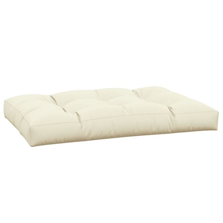 Moni Outdoor Cushion for Bench, Plush Tufted Ivory Oxford Fabric - Benzara