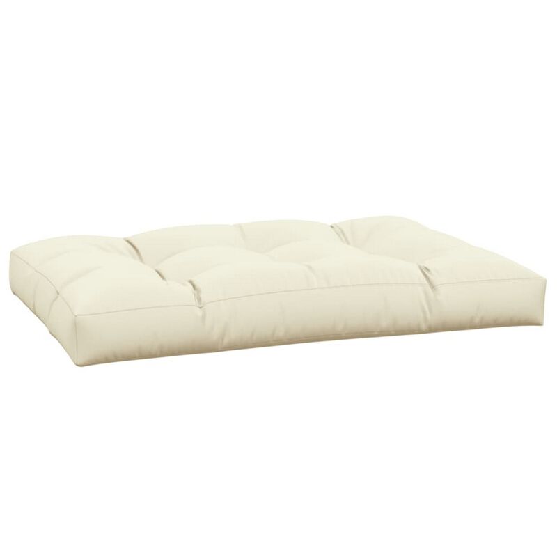 Moni Outdoor Cushion for Bench, Plush Tufted Ivory Oxford Fabric - Benzara