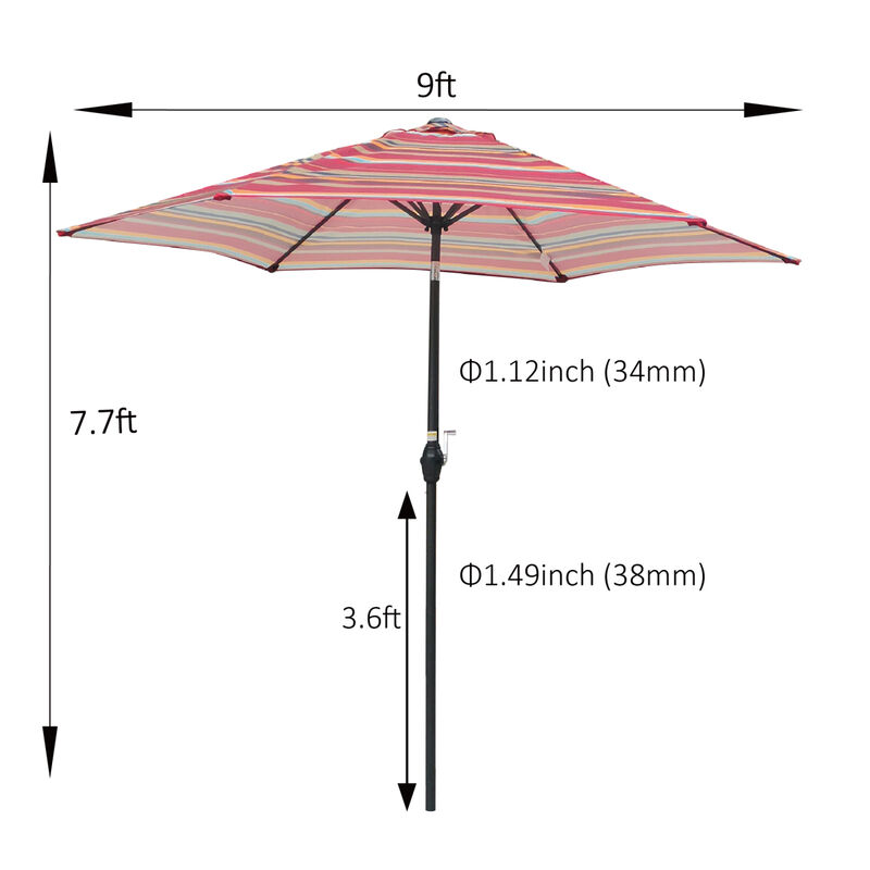 9FT Umbrella Red Stripes