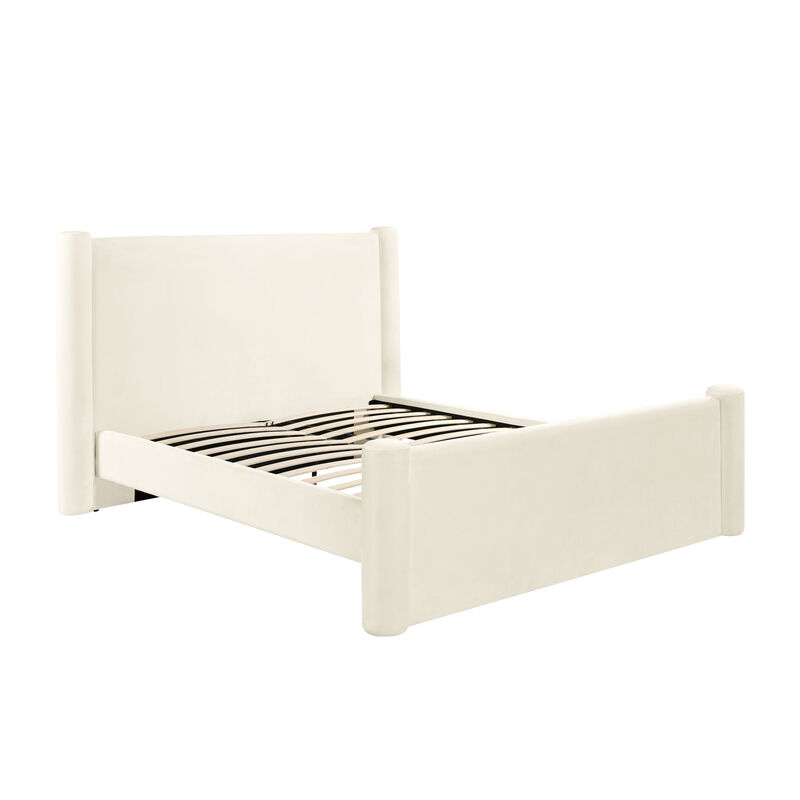 Athara Cream Velvet Full Bed