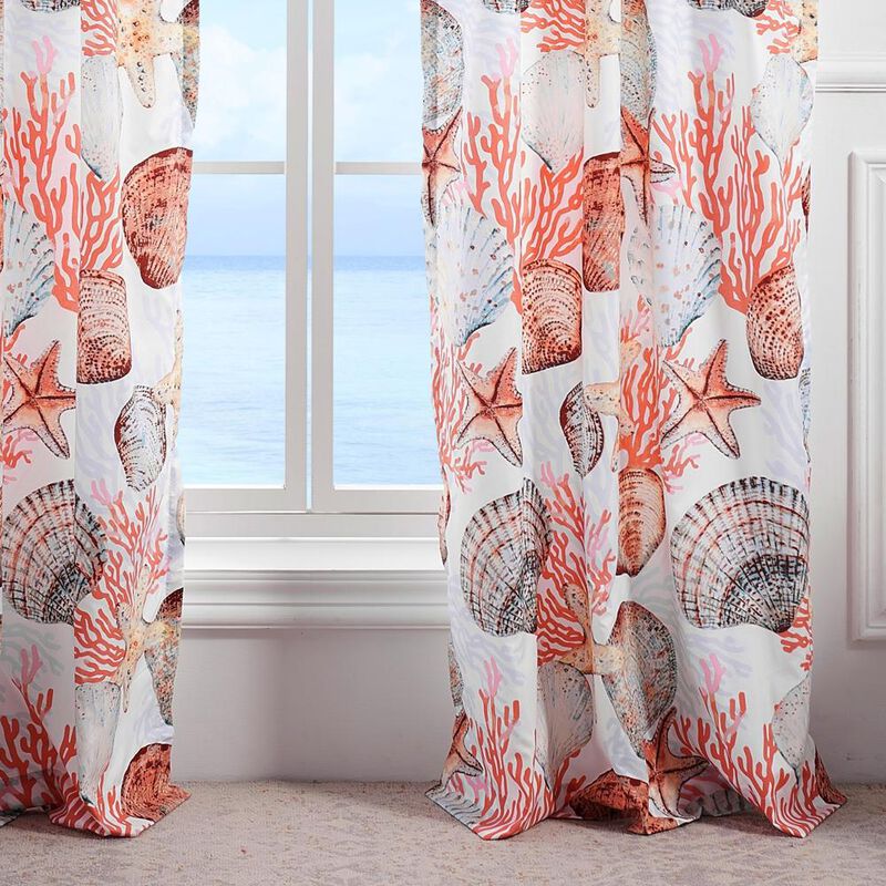 Greenland Home Fashions Beach Days Window Panel Pair - 42x84", Coral
