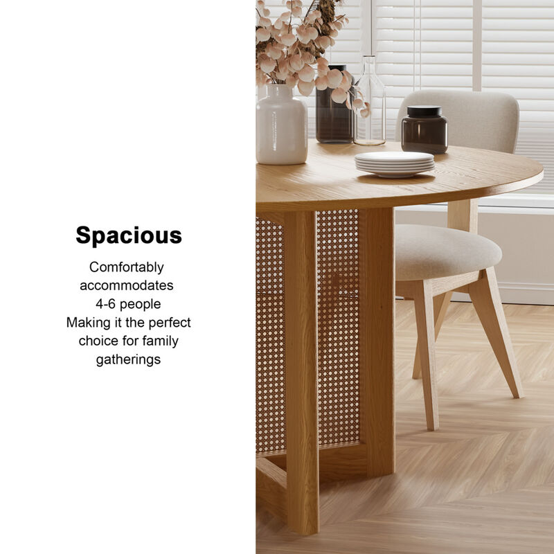 52 Cinna Modern Walnut Oak Wood Round Dining Table （Seats 6）
