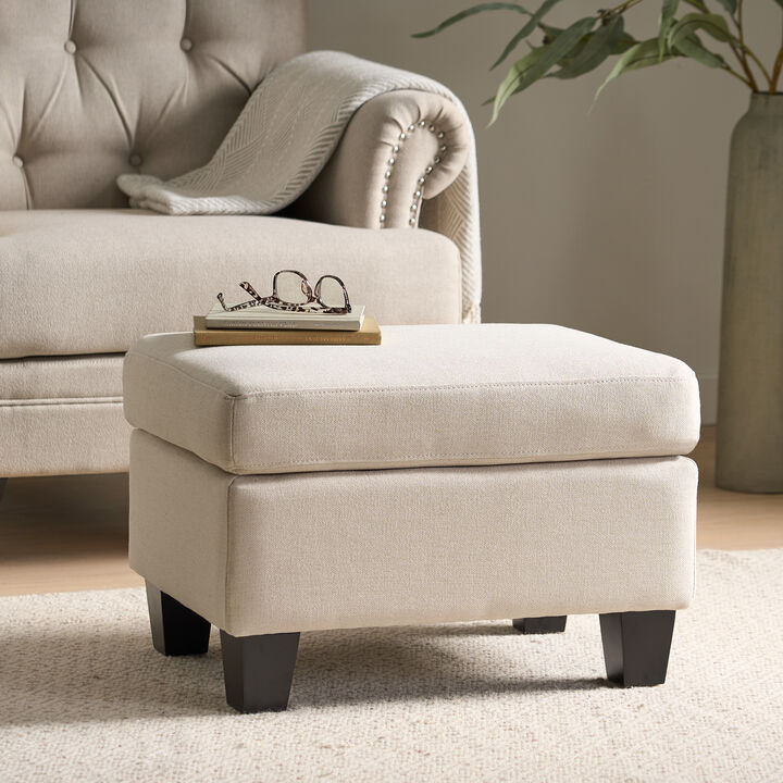 Cozy and Chic Ottoman Upholstered Elegance, Birch Wood Charm