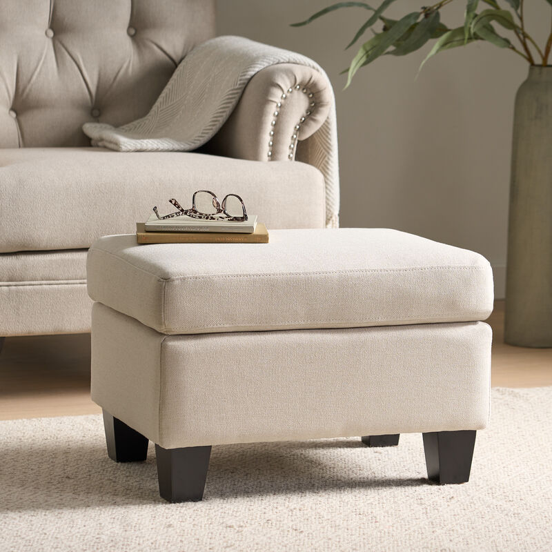 Cozy and Chic Ottoman Upholstered Elegance, Birch Wood Charm
