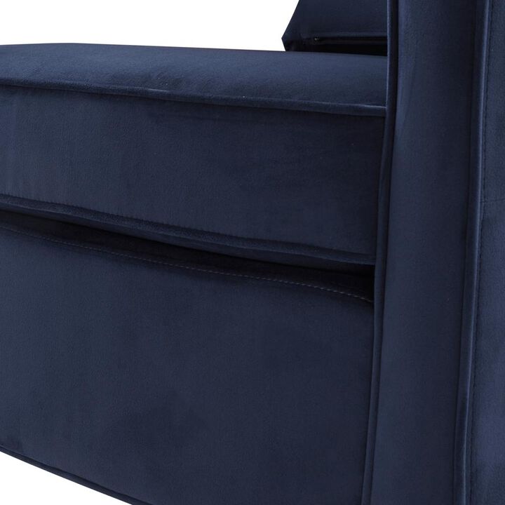 Comfort Pointe Questa Navy Blue Velvet Accent Arm Chair