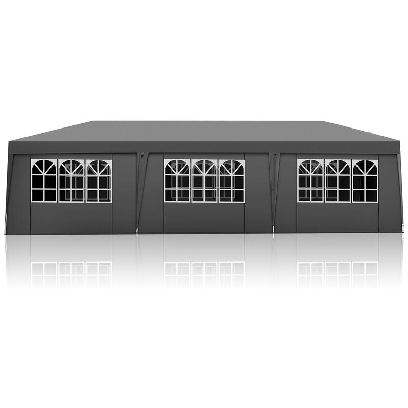 8-Sided Folding Shed with 6 Windows & 2 Doors, White Oxford Cloth & Spray Frame