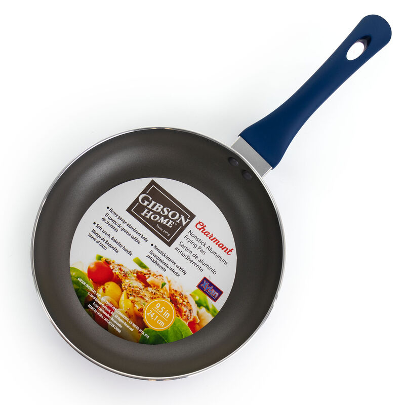 Gibson Home Charmont 9.5 Inch Nonstick Aluminum Frying Pan in Yale Blue