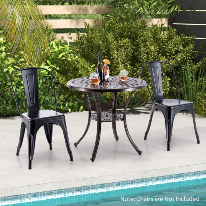 Hivvago Patio Cast Aluminum Table 31 Inch Diameter Round Table with Umbrella Hole