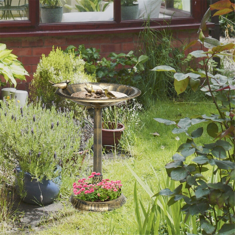 Bird Bath and Feeder Bowl Combo for Garden, Outdoor Birdwatching and Feeding Station