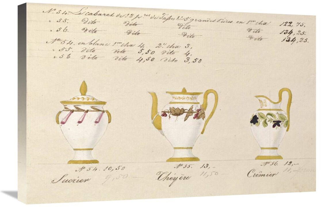 Sucrier, chyre et crmier, ca. 1800-1820-Canvas Art-30x20