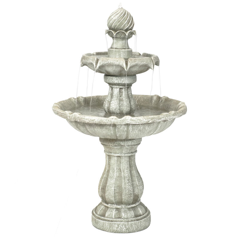 Sunnydaze Resin Outdoor 2-Tier Solar Water Fountain with Battery
