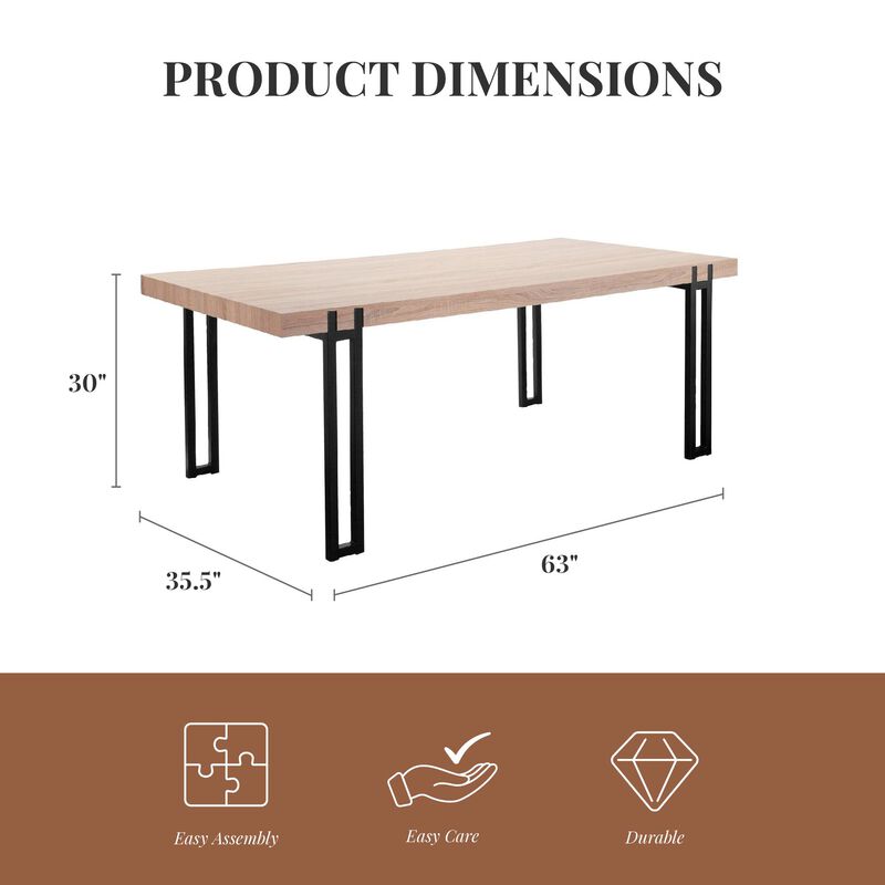 Kent 6-Seating Dining Table with Black Metal Legs