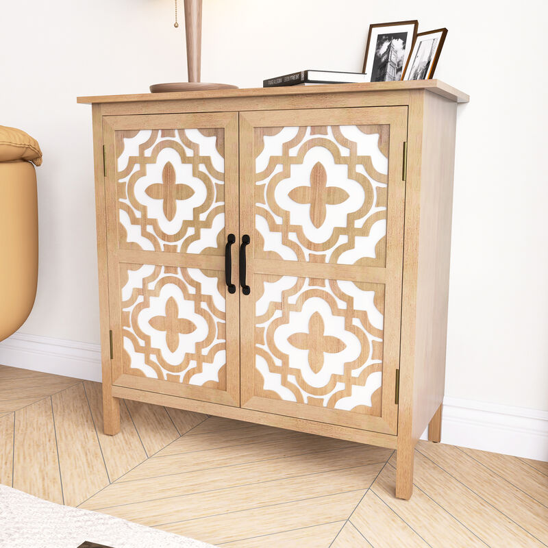 Hand-Carved 2-Doors Accent Cabinet - Traditional Craftsmanship and Functionality Combined