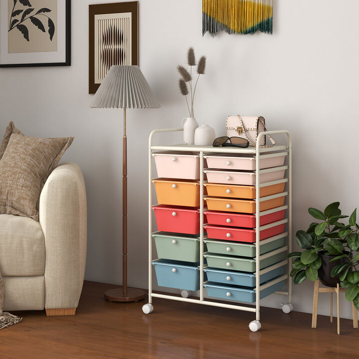 15-Drawer Storage Rolling Organizer Cart