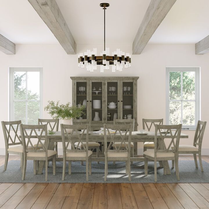 Jofran Telluride Eleven Piece Rustic Farmhouse Solid Wood 127 Extendable Dining Set