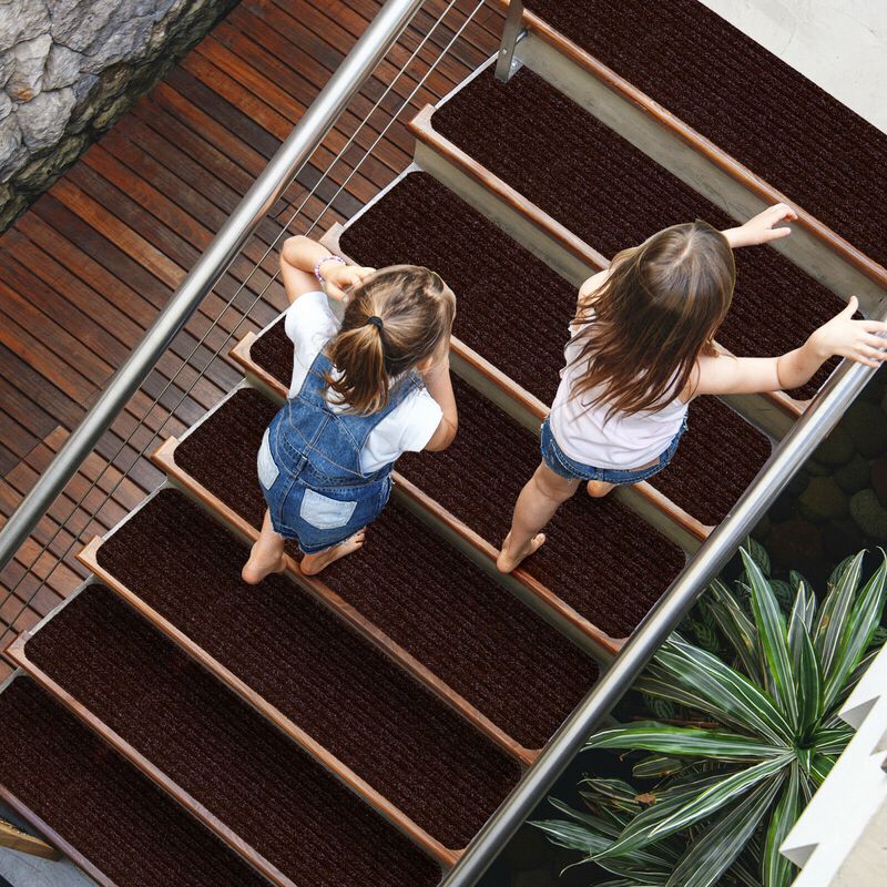 15 Pieces 30 x 8 Inch Slip Resistant Soft Stair Treads Carpet