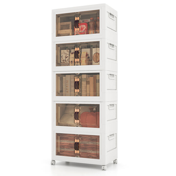Stackable Storage Bins with 2 Lockable Wheels