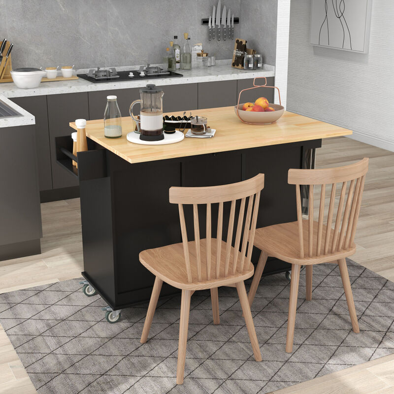 Streamdale Mobile Kitchen Island w/ Wood Top & Wheels