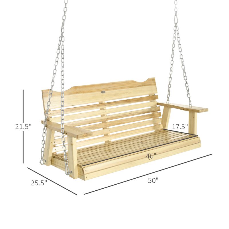 Outdoor Seating: 2-Person Hanging Porch Swing with Metal Chains