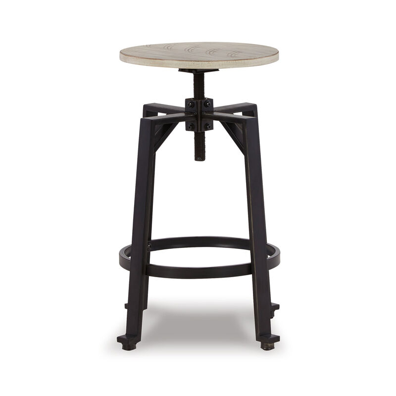 Xin 22-27 Inch Barstool, Set of 2, Adjustable Height, Light Brown, Black - Benzara