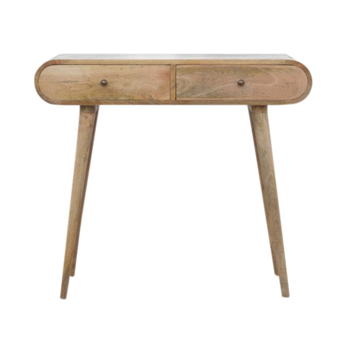 London Solid Wood 2 Drawers Oak-ish Console Table