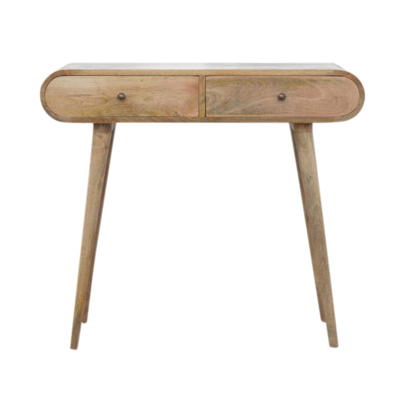London Solid Wood 2 Drawers Oak-ish Console Table