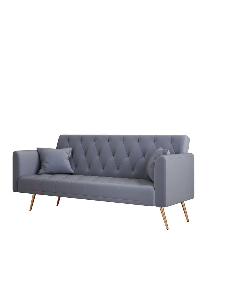 Merax Velvet Fabric Convertible Loveseat Sofa
