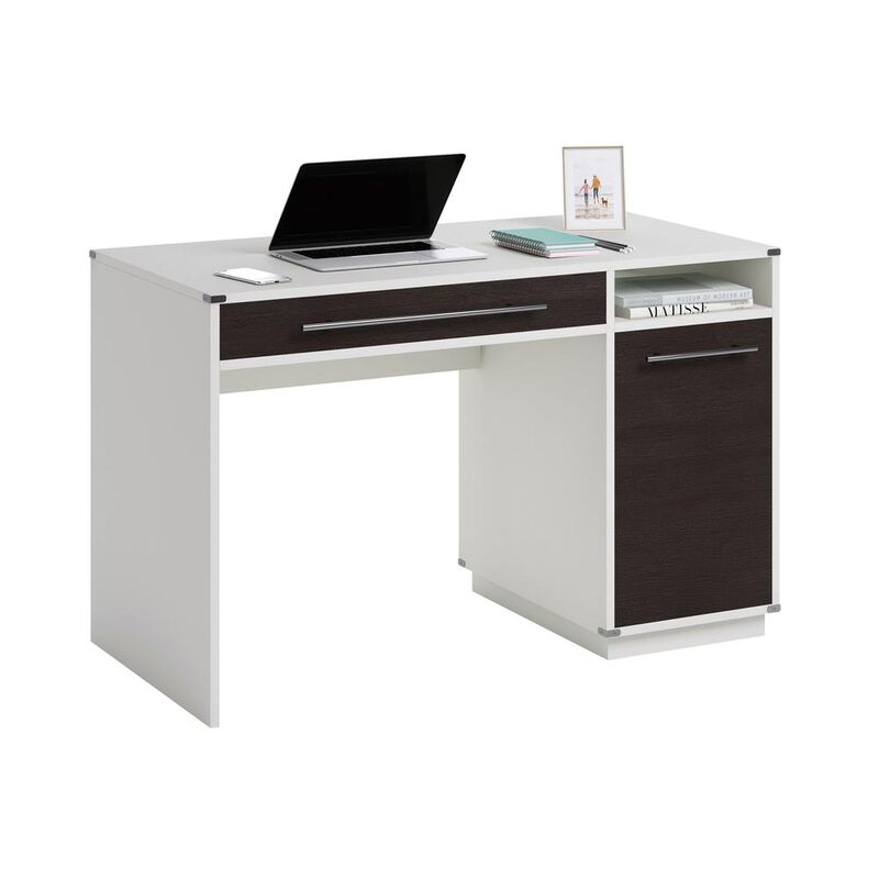 Sauder Vista Key Single Ped Desk Pearl Wh/Miste