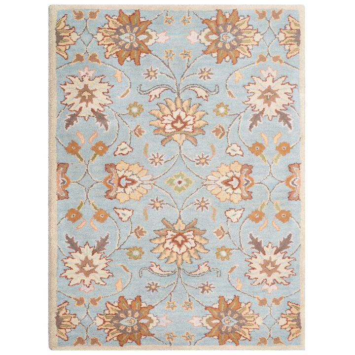 RUGSOTIC CARPETS HAND TUFTED WOOL ECO-FRIENDLY AREA RUGS  - 8'x11', Rectangle Shape, Light Blue, Floral Modern Design, High Pile Thick Handmade Area Rugs for Living Room, Bed Room (K00660)
