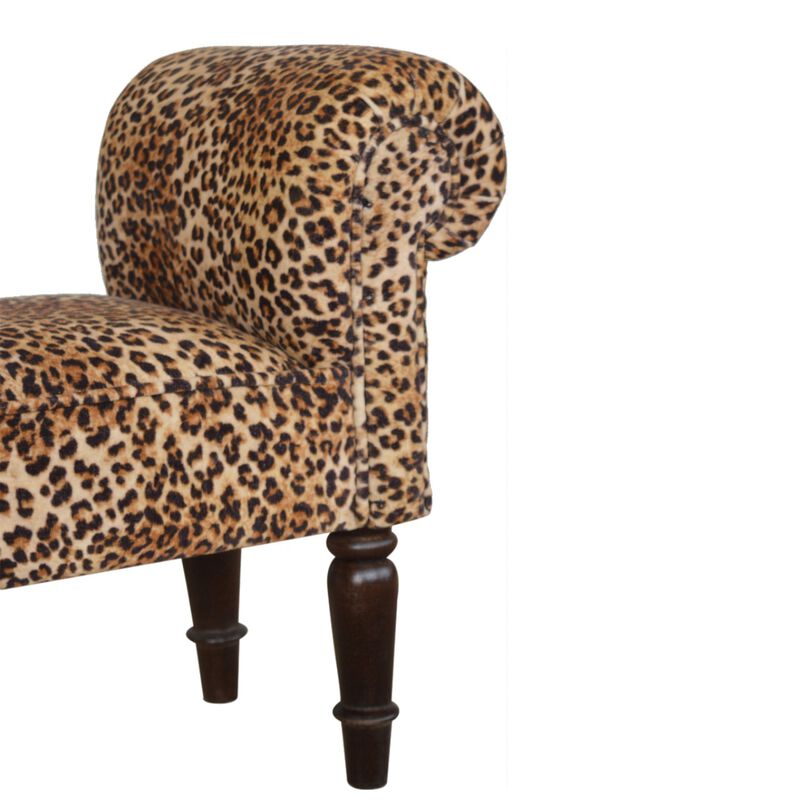 Leopard Print Velvet Solid Wood Uphlolestry  Bench