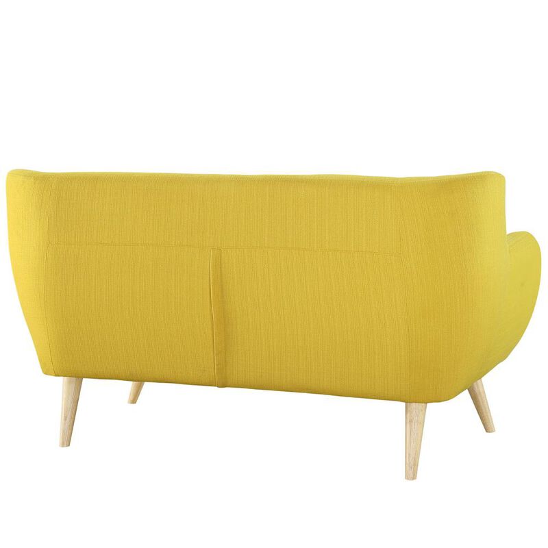 Modway Remark Mid-Century Modern Upholstered Fabric Living Room Set, Loveseat and Sofa, Sunny